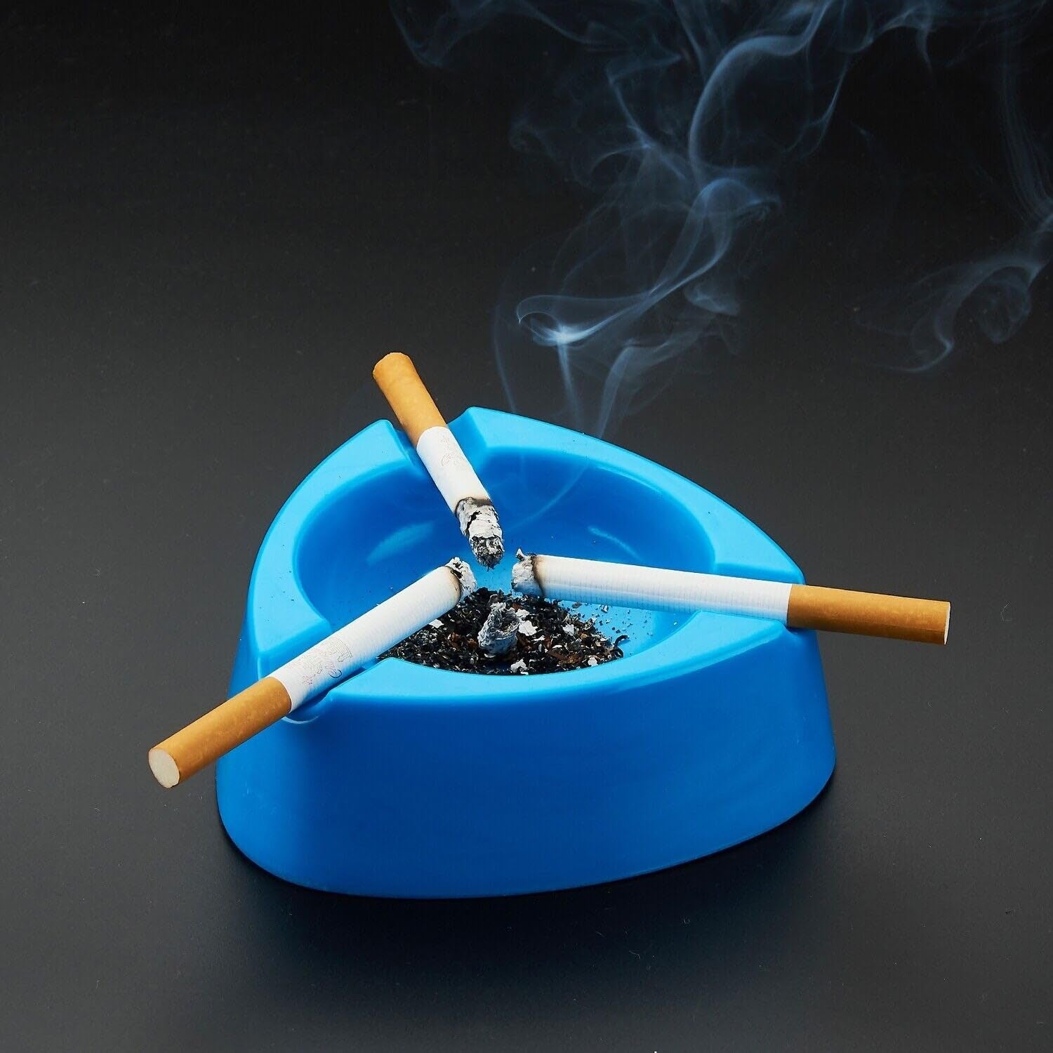 Oblivion Durable Plastic Ashtray with Wide Bowl and Triple Cigarette Holder Slots (1 Pc) Oblivion Durable Plastic Ashtray with Wide Bowl and Triple Cigarette Holder Slots (1 Pc)